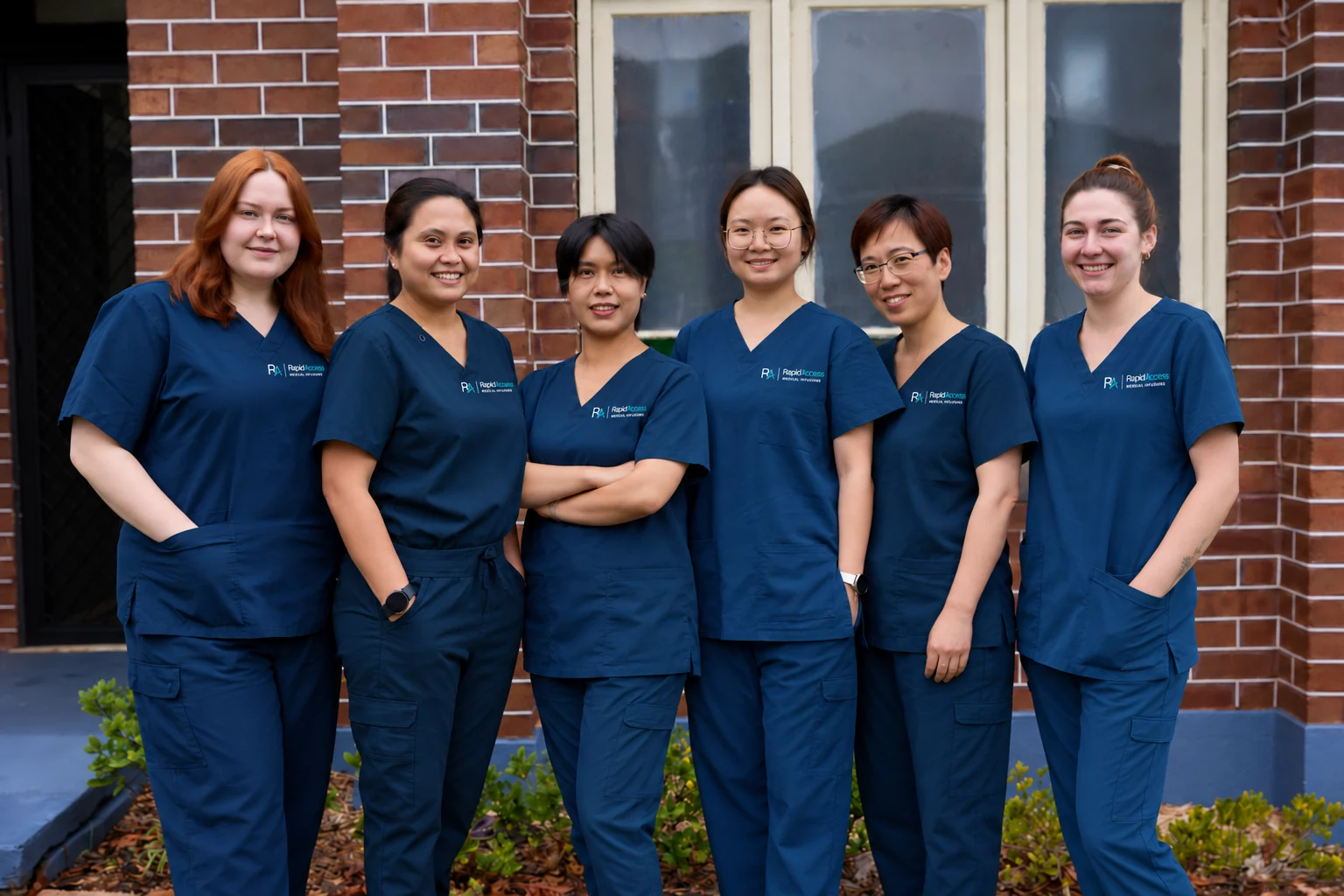 The six members of the RapidAccess nursing team outside the clinic